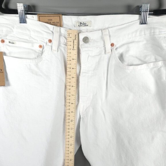 NWT POLO RALPH‎ LAUREN THE VARICK SLIM STRAIGHT Core Replen White Jeans 36X30 - Picture 9 of 16